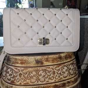 New BADGLEY MISCHKA Gorgeous  Beige Shoulder/Crossbody Bag Gold Strap